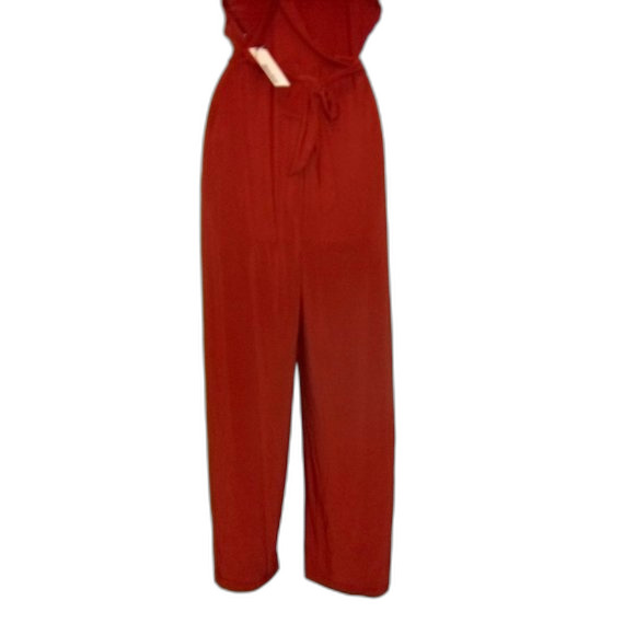 Haute Monde Small Cognac Belted Sleeveless Jumpsuit NWT - Picture 15 of 16